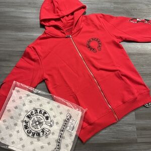 Chrome Hearts Red Zip-Up Hoodie